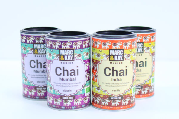 Marc & Kay Chai Latte. 4x250 gr. Chai Latte Indra, Chai Latte Mumbai Classic.