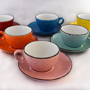 Inkers porcelain cappuccinokopper 6 stk. i forskellige farver