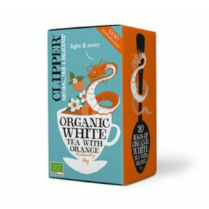 økologisk hvid te fra Clipper med en mild smag af appelsin